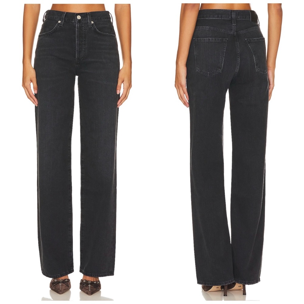 Citizens Of Humanity Annina Relaxed Rise Wide Leg Black Size 30 In Prophecy